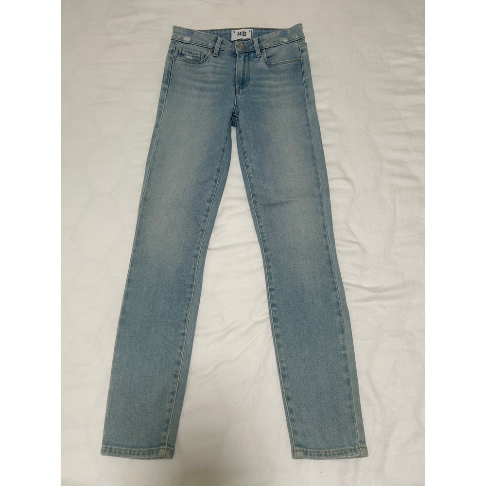 Paige Womens Slim Straight Leg Jeans Light Wash Denim Jeans Pants Size 25